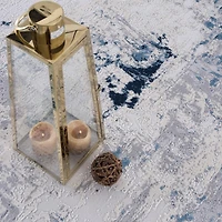 Tapis d'intérieur abstrait Rug Branch Vogue 2' x 7' (taille exacte : 2'3" x 7'), bleu crème, contemporain - Entrée, couloir, salle de bain et cuisine