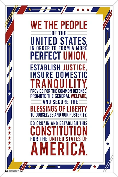 The United States Of America - Constitution Preamble Wall Poster, 22.375" x 34"