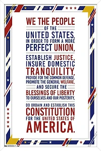 The United States Of America - Constitution Preamble Wall Poster, 22.375" x 34"