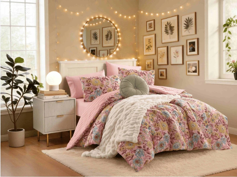 Mainstays DQ Bold Floral Comforter Set, 3-Piece, Multi