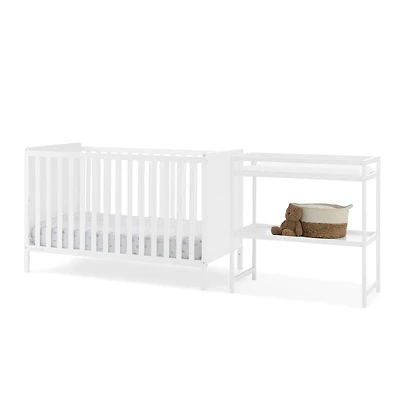 Delta Childern Ruby Ensemble de 2 pièces pour berceau convertible 6 en 1 et table à langer – Certifié Greenguard Gold, Bianca White