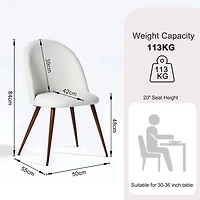 Homy Casa Set of 2 Armless Dining Chairs with Curved Upholstered Back, Beige Fabric