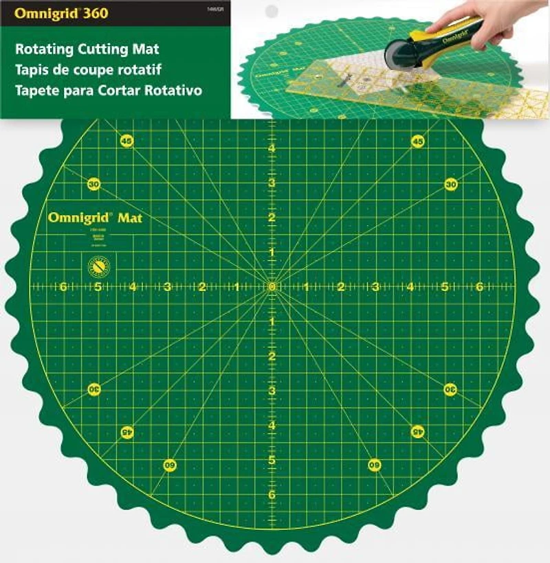 Omnigrid 360 Rotating Self-Healing Cutting Mat, 14"