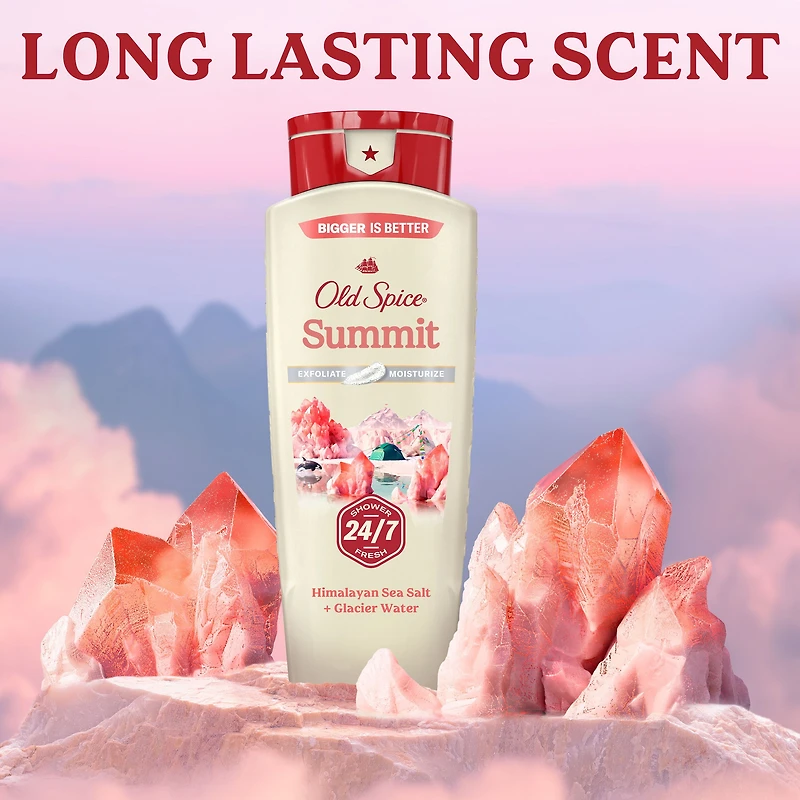 Old Spice Men's Body Wash for Men, Summit Scent, 24/7 Shower Fresh, Exfoliation + Moisturization, 532ML