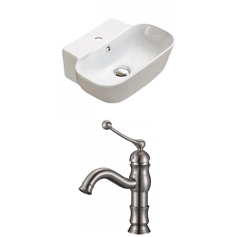 American Imaginations AI- 16,34 pouces Ensemble de vasque blanc au-dessus du comptoir W pour robinet central à 1 trou