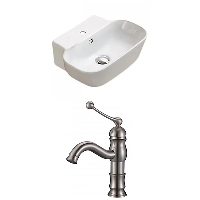 American Imaginations AI- 16,34 pouces Ensemble de vasque blanc au-dessus du comptoir W pour robinet central à 1 trou