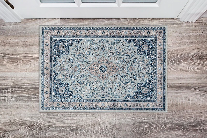 Emerald Paulson Cream & Blue 5' x 7' Area Rug