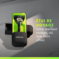 Rasoir GilletteLabs pour hommes avec barre exfoliante, édition noire et dorée, 1manche, 3cartouches de rechange, comprend un étui de voyage pour un rangement pratique lors de vos déplacements 1CT