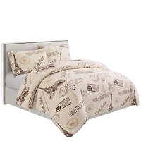 Literie Marina Décoration ultra douce et soyeuse en rayonne de bambou, imprimée toutes saisons, avec taie d'oreiller, motif Tour Eiffel ivoire