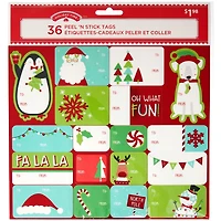Étiquettes-cadeaux Fantaisistes Peel ' N Stick pour les Fêtes, Étiquettes de Noël Autocollantes, Icônes De Noël Amusantes, Nombre de 36