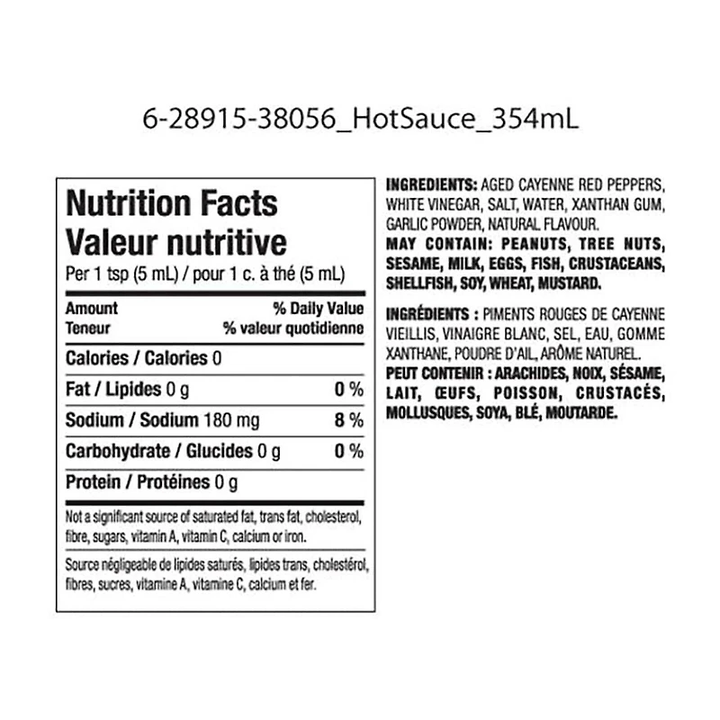 Great Value Original Cayenne Hot Sauce, 354 mL