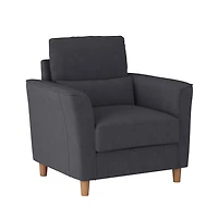 Fauteuil d'appoint d'intérieur CorLiving Caroline, capitonné, avec accoudoirs évasés et pieds en bois, gris foncé