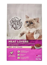 Nourriture sèche pour chats avec formule pour amateurs de viande de Special Kitty 3,2 kg