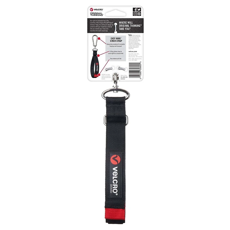 VELCRO BRAND Easy Hang Cinch Medium 24in x 11/4in strap. black. 6/24<br>24in x 11/4in strap. black. 6/24
