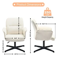 Fauteuil pivotant Homy Casa réglable en hauteur et siège rembourré, tissu chenille beige
