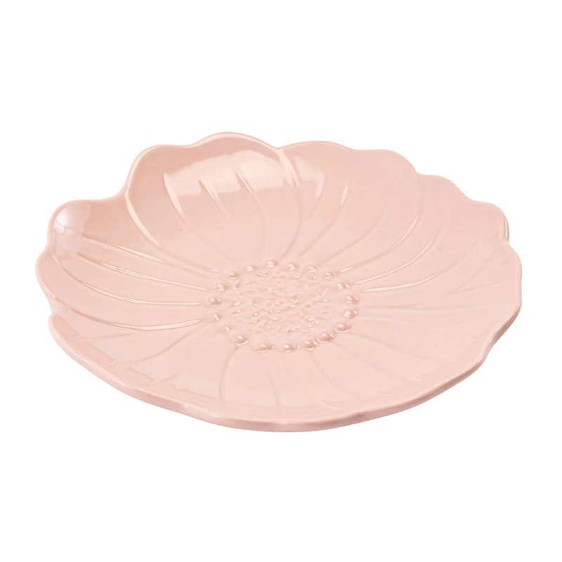 Way to Celebrate Assiette à hors-d'œuvre en céramique rose à motif floral, 19 cm x 18,3 cm x 2,5 cm, 1 pièce