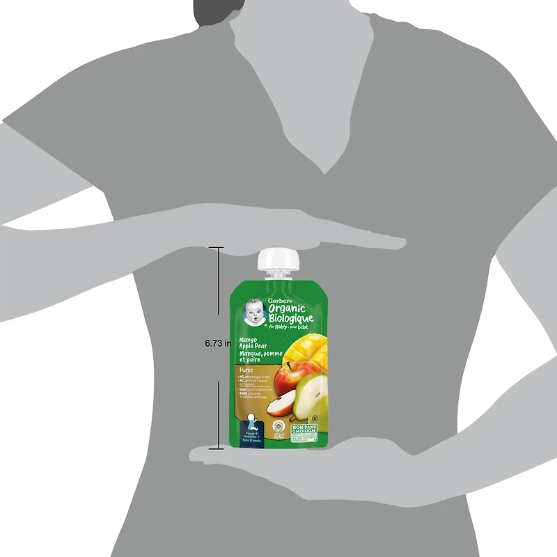 Purée GERBER Biologique Mangue Pomme Poire pour bébés 128 mL
