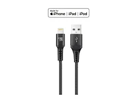 LAX MFi Certified Durable Braided Nylon Charge/Sync Lightning Cables 4ft, Noir