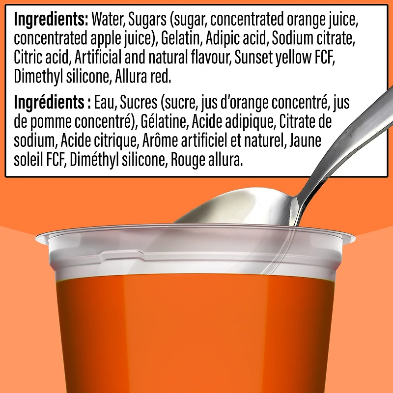 Goûters À La Gelée Réfrigéré À Saveur D'Orange, Paquet De 4 Coupes x 96g