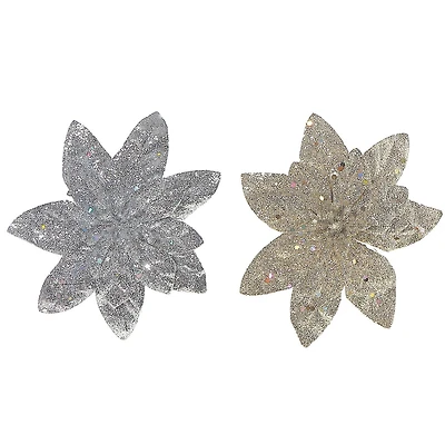 Pince À Poinsettia Pailletée - Lot De 12