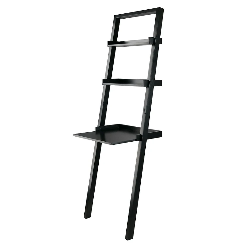 Winsome Bellamy Leaning Desk with 2 Shelves in Black