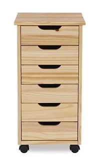 Chariot de rangement roulant Craydon à six tiroirs, naturel