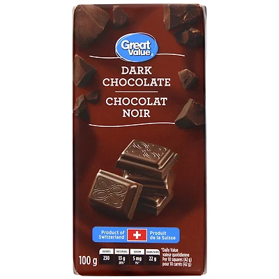 Great Value Dark Chocolate, 100 g