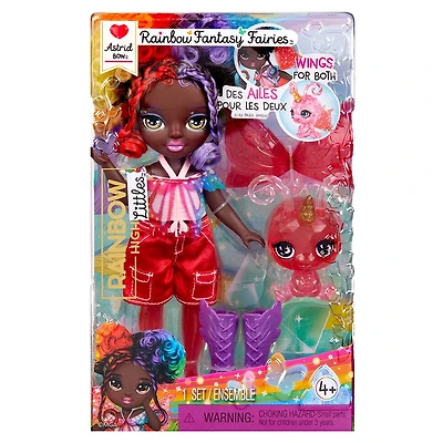 Rainbow High Littles Rainbow Fantasy Fairies + Pet – Astrid, Rainbow 5.5" Posable Small Doll & Fantasy Butterfly Pet