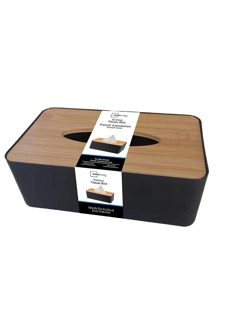 Mainstays BAMBOO TISSUE BOX BLACK, Mainstays BAMBOO TISSUE BOX  BLACK  PP+bamboo cover