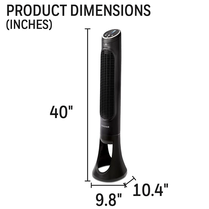 Ventilateur tour QuietSetMD HYF290BC Honeywell – Pièce entière, 40 po, 8 vitesses, Noir
