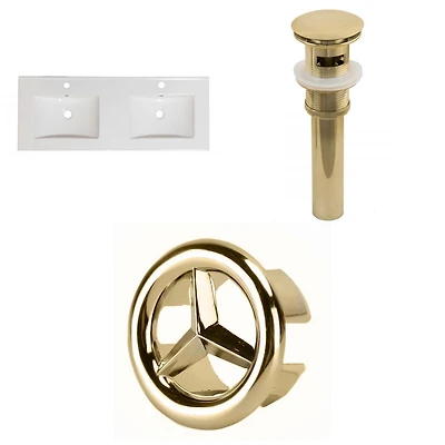 American Imaginations 35.5-in. W 3H8-in. Ceramic Top Set In White Color - Overflow Drain Incl. AI-24404