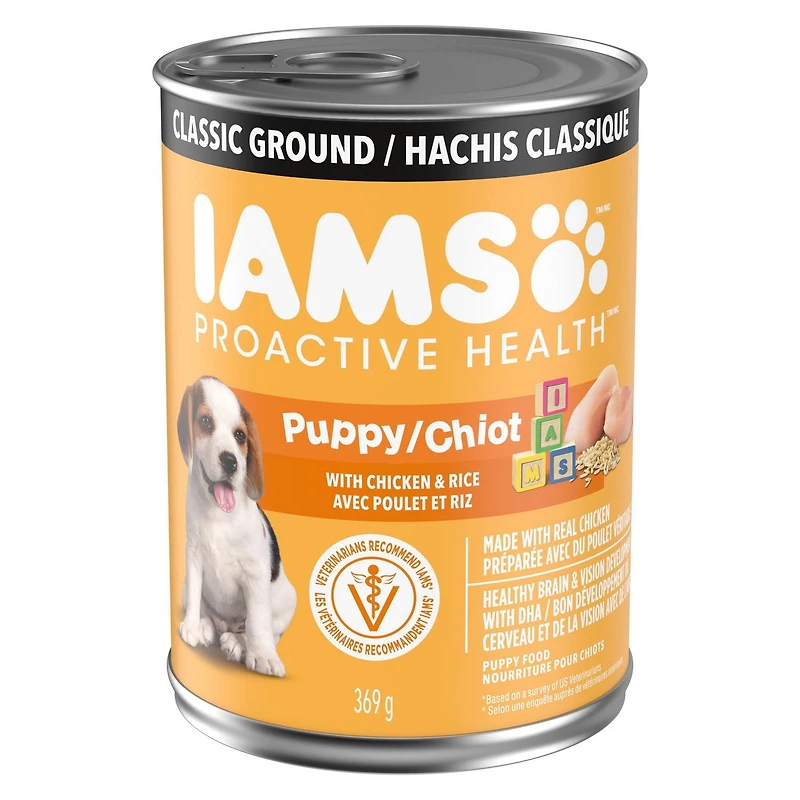 Iams Proactive Health Puppy Wet Dog Food Classic Ground with Chicken & Rice, 369g