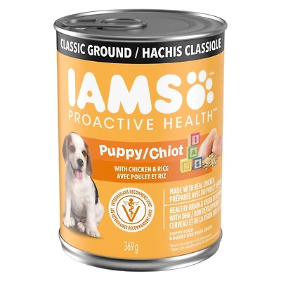 Iams Proactive Health Puppy Wet Dog Food Classic Ground with Chicken & Rice, 369g