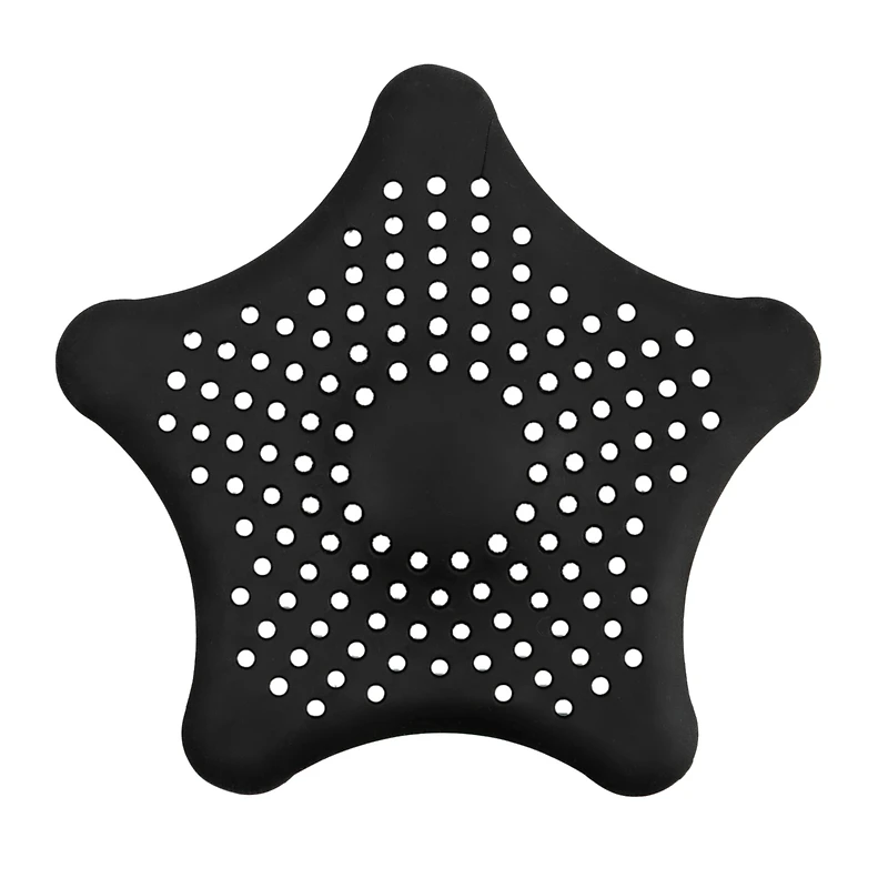 Era Silicone Hair Catcher for Bath and Shower Drains, Black 6.18x6.18in, Hair drain catcher