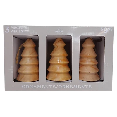 Holiday Time 3PK Ornements D'Arbre En Bois Naturel