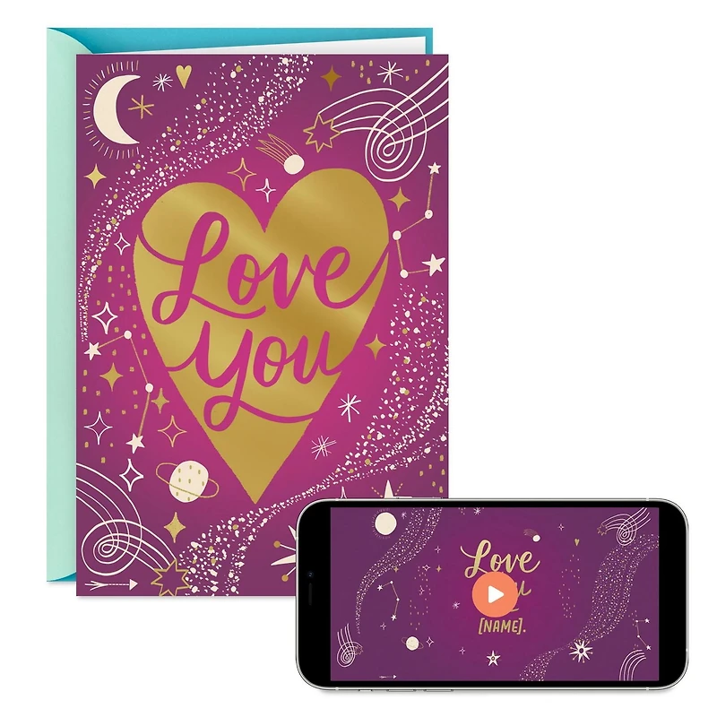 Hallmark Personalized Video Love Card, Romantic Birthday Card, Anniversary Card—Love You (Record Your Own Video Greeting)