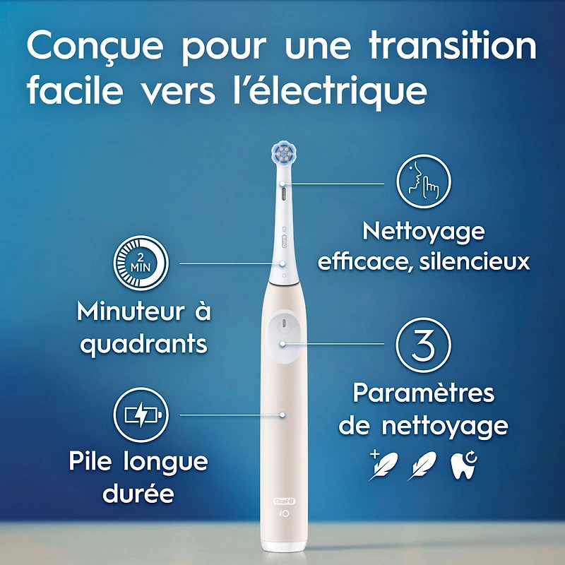 Brosse à dents électrique rechargeable Oral-B iO Série 2, pêche avec 1 brossette soins doux – Capteur automatique de pression pour protéger les gencives – 3 modes – Minuterie de 2 minutes