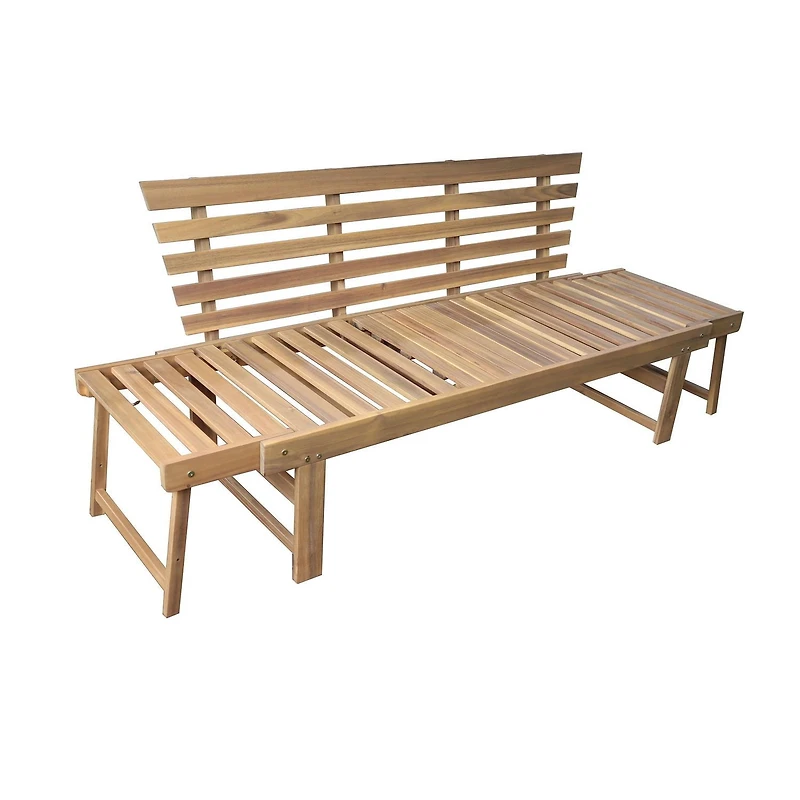 Deko Living Banc de patio/chaise longue d'extérieur en bois d'acacia avec table centrale rabattable et panneaux latéraux