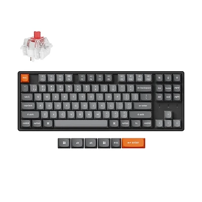 Keychron K8 Max Clavier mécanique sans fil RVB remplaçable à chaud interrupteur rouges disposition TKL noir K8M-J1