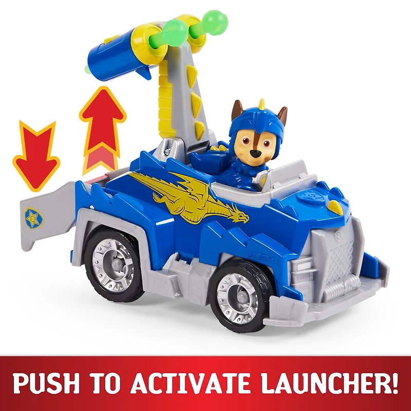 PAW Patrol, Rescue Knights Chase, Véhicule transformable avec figurine articulée à collectionner, jouets pour les enfants à partir de 3 ans