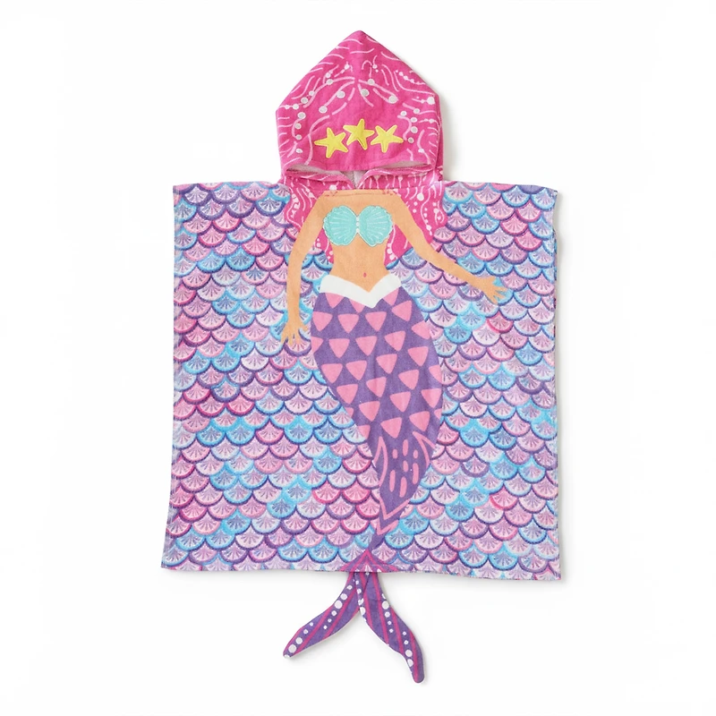 Mainstays Hooded Beach Towel, Mermaid, 1 Piece, 24" x 48"