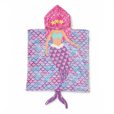 Mainstays Hooded Beach Towel, Mermaid, 1 Piece, 24" x 48"