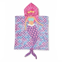 Mainstays Hooded Beach Towel, Mermaid, 1 Piece, 24" x 48"