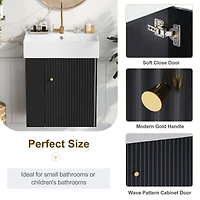 Homy Casa 30 in Onyx Black Kitchen Sideboard with Ceramic Sink
