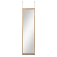 Mainstays Art Gallery Over the Door Framed Mirror, Full Length Mirror with Two Hooks, Lightwood-Look finish, 14.25x50.45in