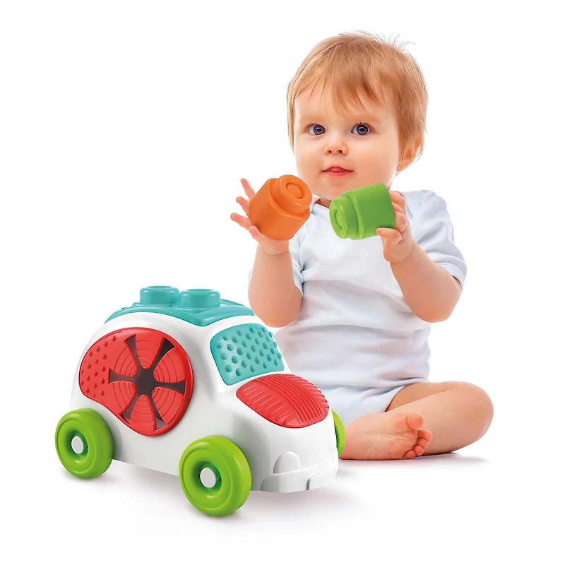 Clementoni Soft Clemmy Sensory Car for Babies and Toddlers, Ages 6 Months Plus, Multi-Coloured