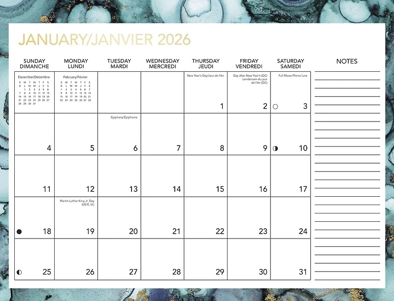 2026 Mead® Marble Family Planning Calendar, Calendar