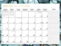 2026 Mead® Marble Family Planning Calendar, Calendar