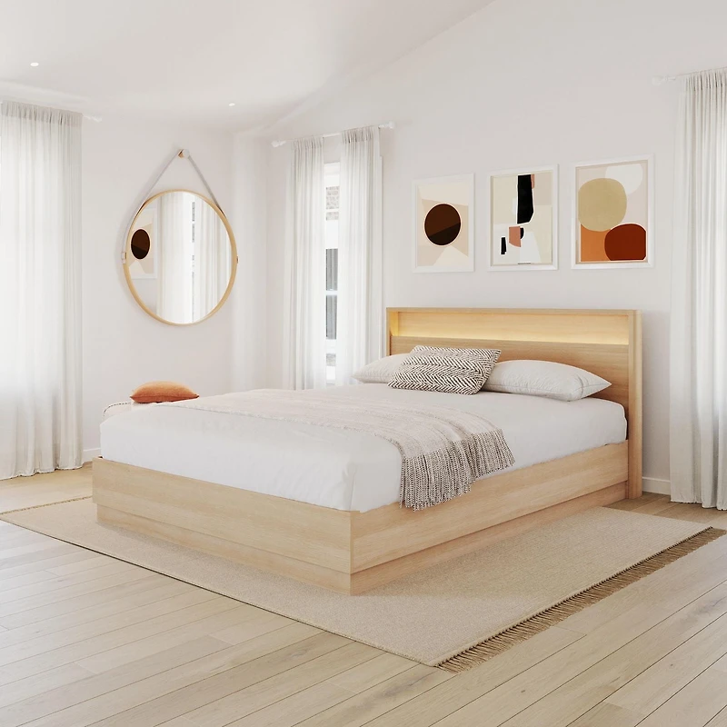 Harlow Bed Set with Slatted Bedframe and Headboard with Integrated Light