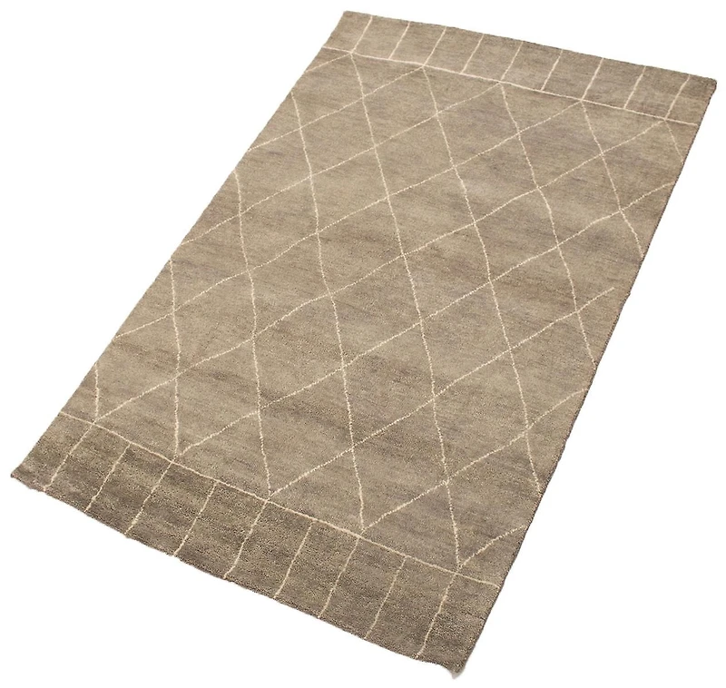 ECARPETGALLERY 5'1" x 8'5" Moroccan Tangier Hand-knotted Area Rug for Living Room, Dining Room and Bedroom in Grey